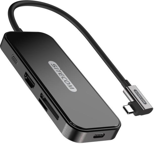Sitecom USB-C Adapter CN-393 mit Multi-Buchse für HDMI 4K UHD, USB-A, USB-C und 3,5 mm Klinke in Schwarz und Silber mit 100W Power Delivery - Bild 1