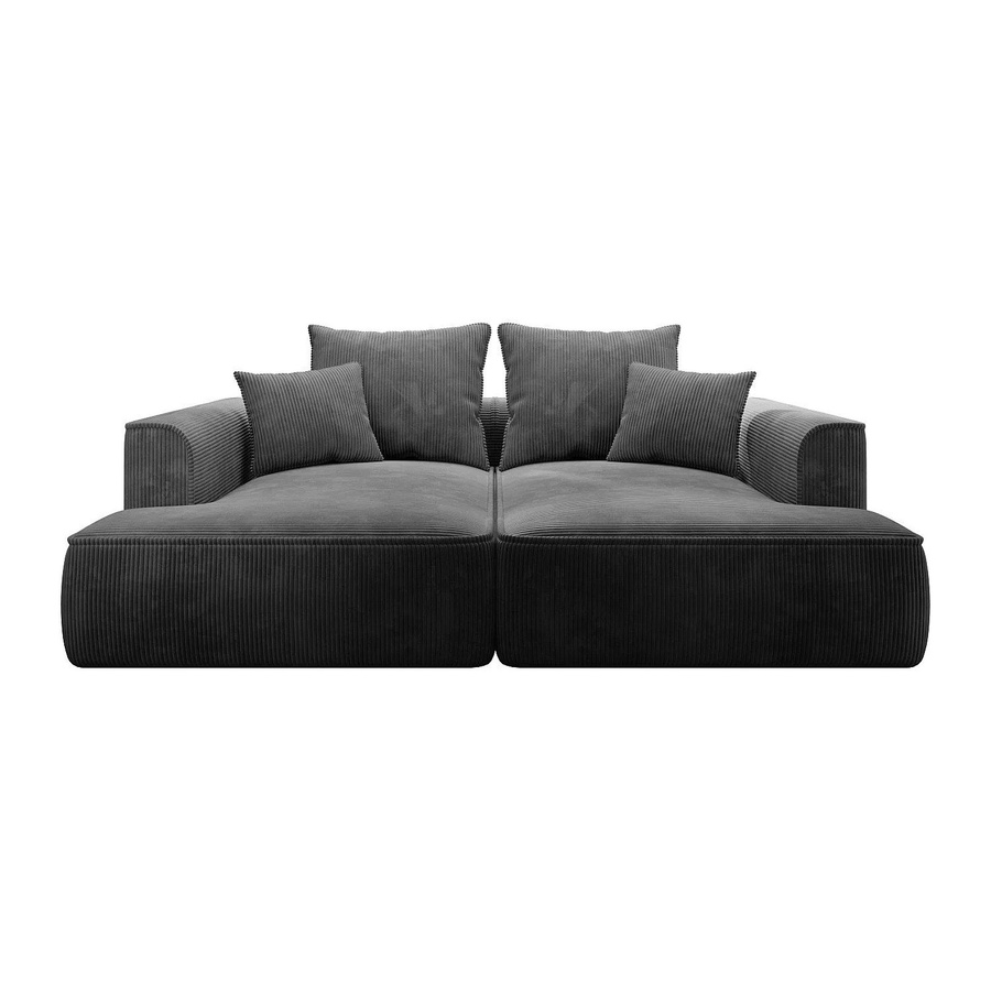 Vente-unique Sofa Pineta in Anthrazitgrau mit Cord-Bezug, Breite: 230 cm - Bild 2