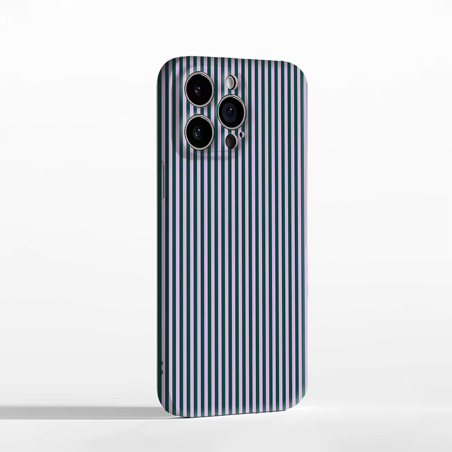 Handyhülle mit lila und grünen vertikalen Streifen für Apple iPhone 17 16 15 14 13 Pro Max Plus mit doppelschichtiger Rückseite - Bild 2