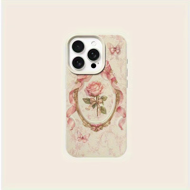 Elegante Apple iPhone Handyhülle mit Rosenmuster in Beige und Multicolour für iPhone 17, 16, 15 Pro, Max und Plus Serien - Bild 4