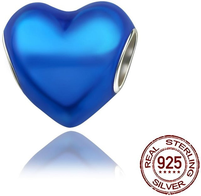 Charm-Perlen-Komponente Kupfermetall, Herzförmig, Hellblau, Damen - Bild 1