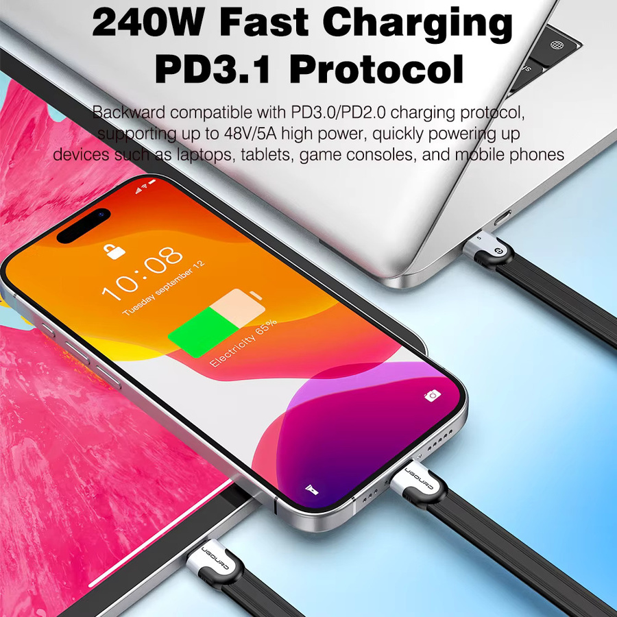 UGOURD Thunderbolt 5 USB-C Datenkabel, 80Gbps Hochgeschwindigkeits-Kabel, Farbe: Schwarz - Bild 5