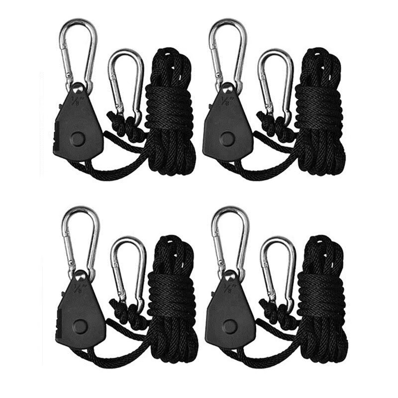 Lotank Markise Windseil Set, 8 Zoll verstellbares Lanyard in Schwarz, Riemenscheibe mit Heberiehaken für Zeltventilator und Pflanzenlampen - Bild 4