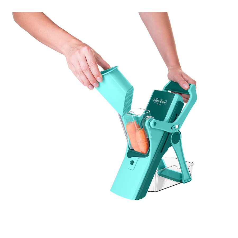 Nicer Dicer Mando Gemüseschneider Mandoline mit mehreren Klingen aus Edelstahl und Kunststoff, 12-teilig, Türkis - Bild 2