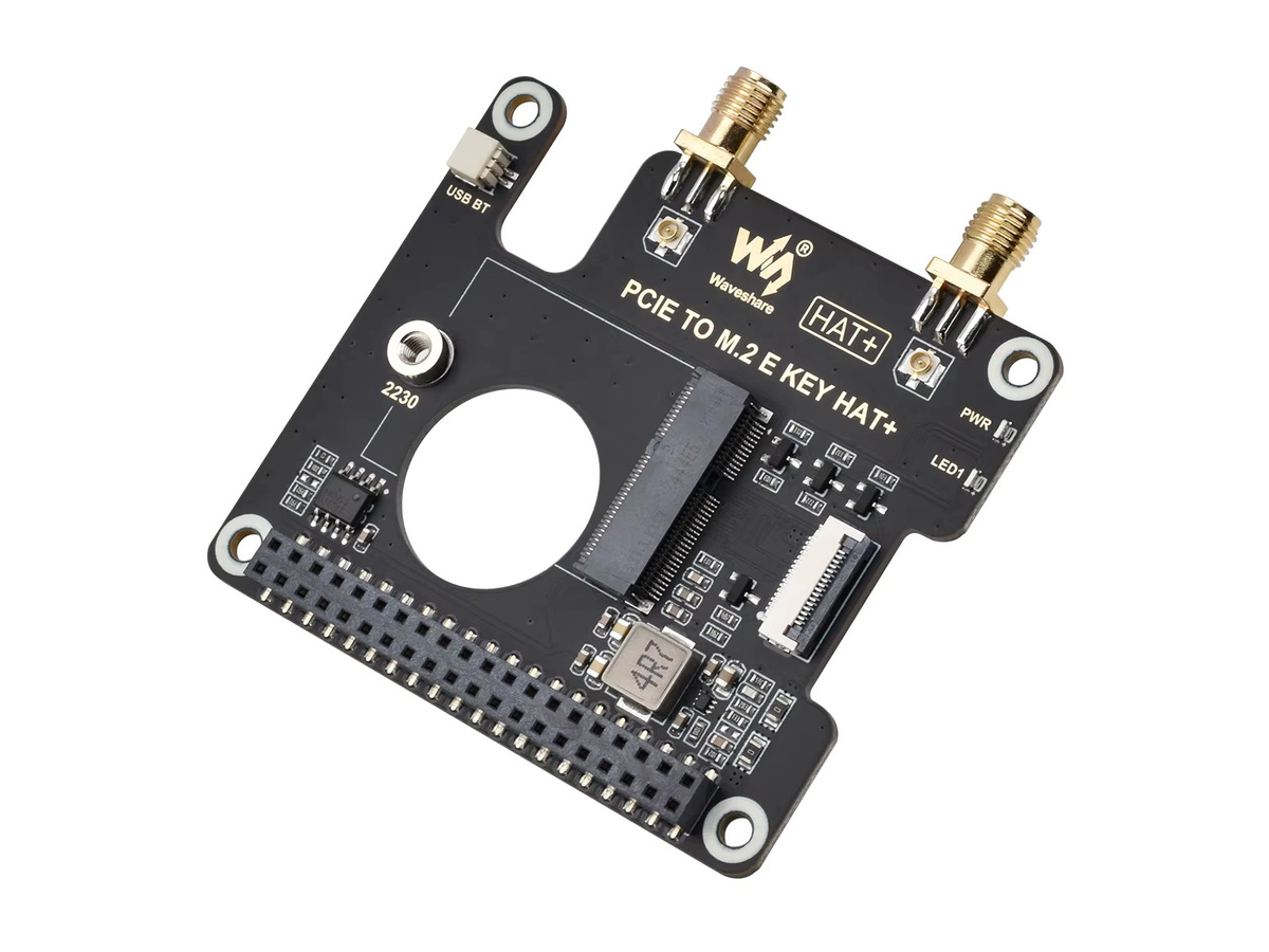 Waveshare PCIe zu M.2 E KEY HAT für Raspberry Pi 5, Schwarz, kompatibel mit NGFF Wireless NIC - Bild 2