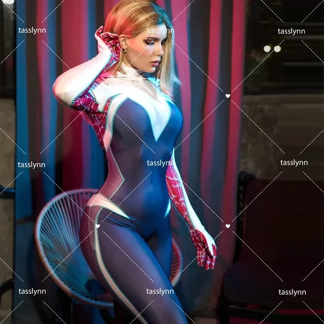 Spider Gwen Cosplay Kostüme, Zentai Anzug, Marvel, Unisex - Bild 1