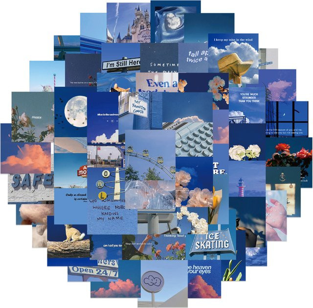 62 Stück Vsco Blau Landschaft Ästhetische Graffiti Aufkleber Wasserdicht für Telefon Laptop und Gitarre von BulingBulingStickers Shop - Bild 1