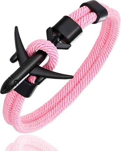 Armband, Flugzeug London Skyline, Zinklegierung, rosa, Herren, 19cm - Bild 1