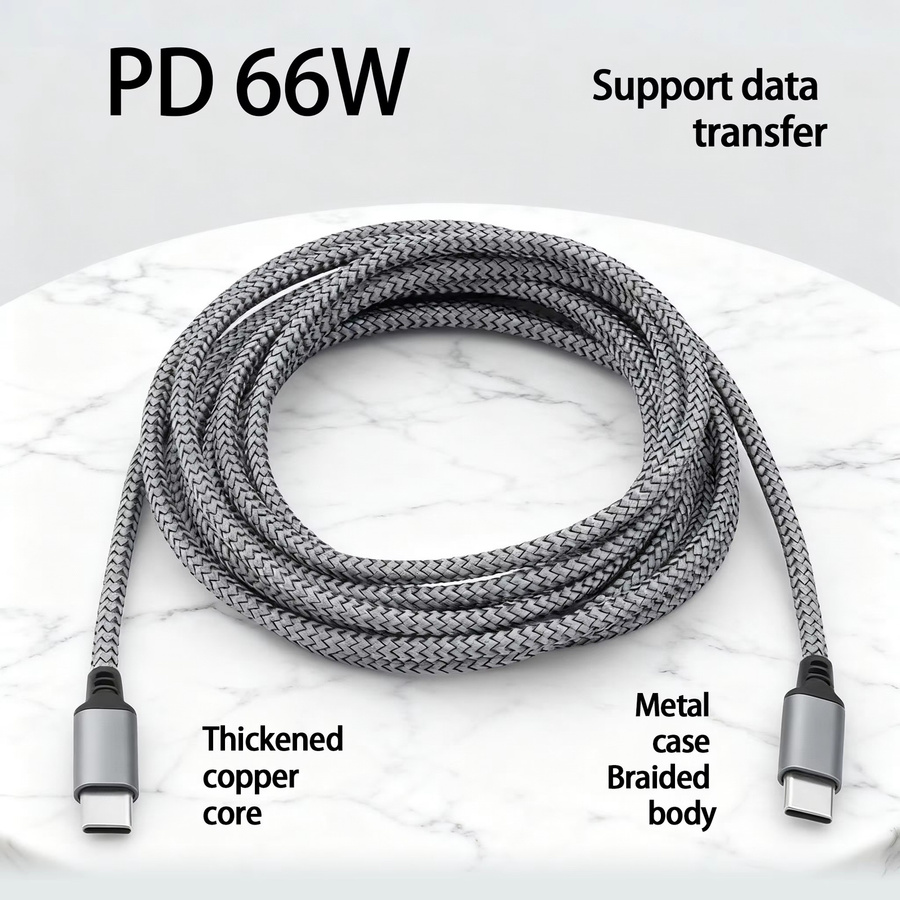 PD60W Typ-C zu C Schnellladekabel und Verlängerungskabel kompatibel mit iPhone 15, Xiaomi, Samsung, Kameras und Laptops - Bild 5