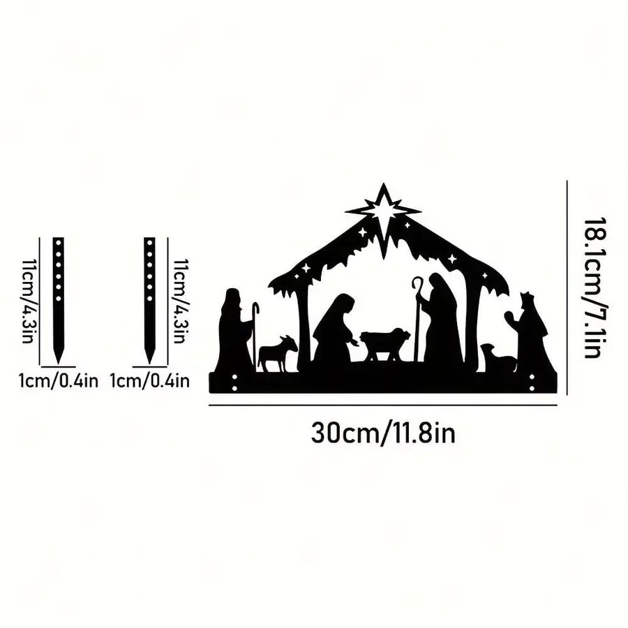 CIFBUY Weihnachts-Projektionsornament aus Metall für Garten und Rasen mit religiöser Krippen-Dekoration - Bild 3