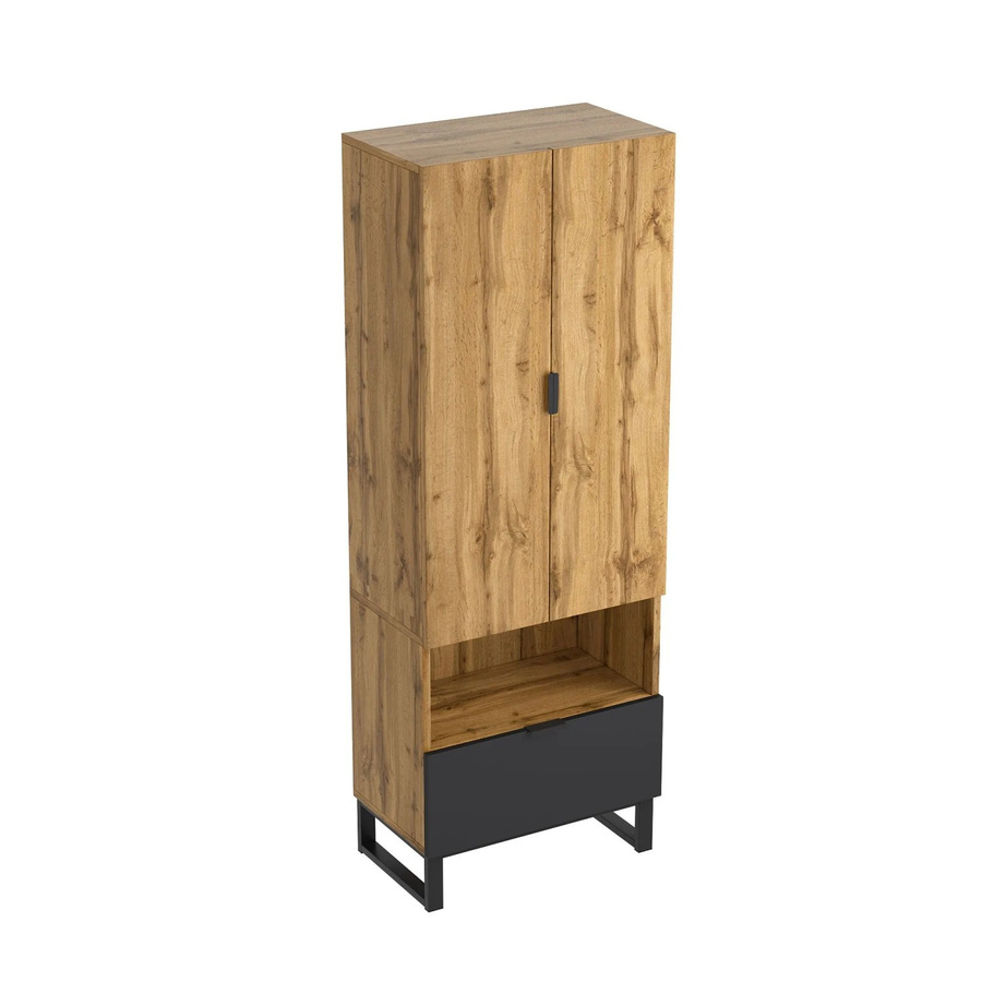 okwish Garderobenschrank mit Kleiderstange und Schubkästen in Natur, H x B x T: 180 x 65 x 38 cm - Bild 2