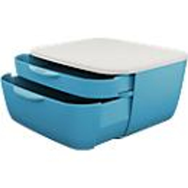 Leitz Cosy Schubladenbox mit 2 Schüben, blau, B: 25,1 cm, T: 27,5 cm, H: 14,3 cm - Bild 3