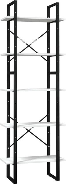 vidaXL Bücherregal im Industrial Design aus Kiefernholz und Metall, Weiß, B/T/H: 60 x 30 x 175 cm - Bild 1