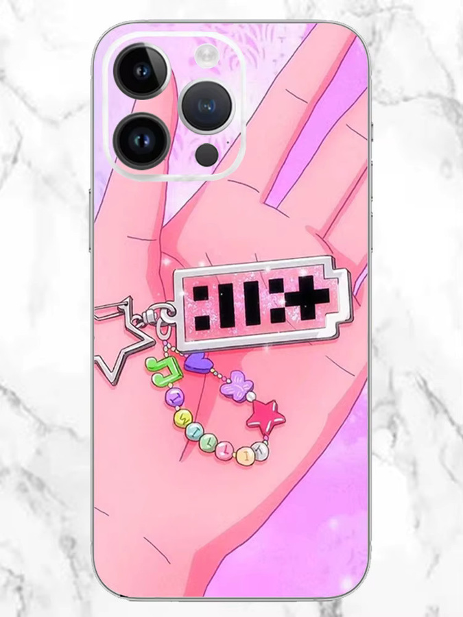 Transparente Silikon Handyhülle für iPhone 11, 12, 13, 14, 15 und Modelle wie Pro, Max, Plus, SE oder Mini im KPOP I-ILLIT Design - Bild 3
