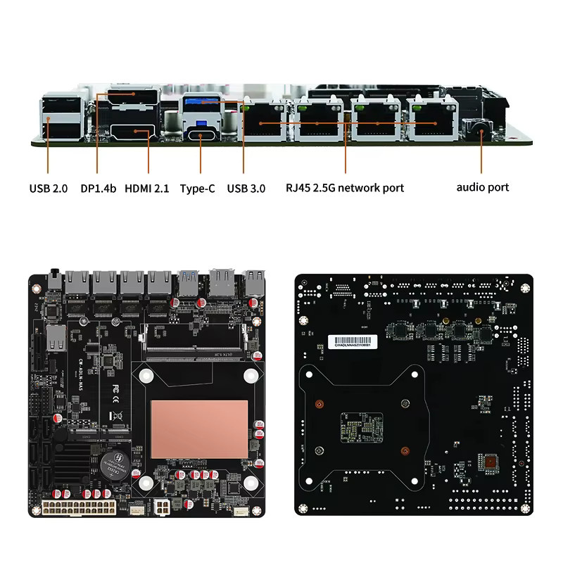 YiHESZ Mini-ITX NAS-Motherboard N100/N150 in Schwarz mit 4x 2,5G-Netzwerkkarte, 6x SATA3.0, 2x M.2 NVMe und DDR5 Unterstützung für DIY NAS-Systeme - Bild 5