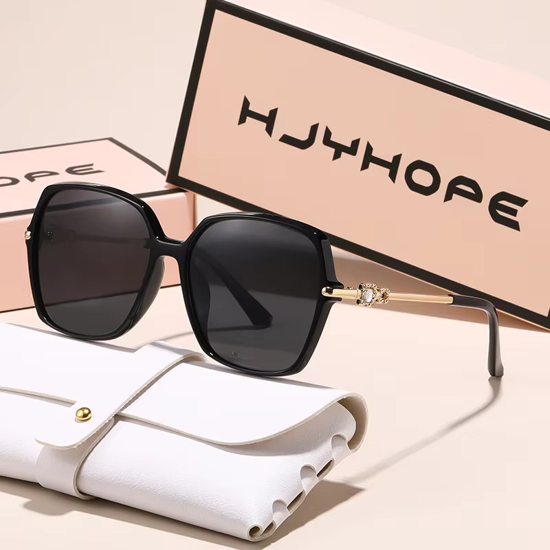 HJYHOPE Sonnenbrille, Quadratisch, Metall, Vollrand, Schwarz, Unisex, polarisiert - Bild 1