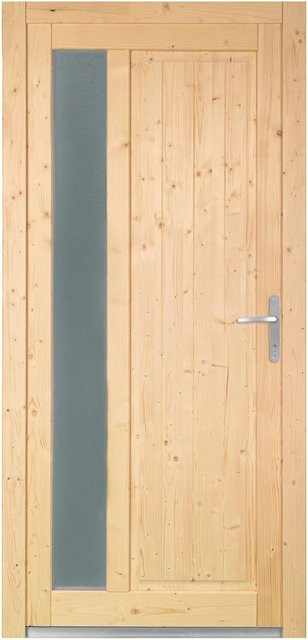 Panto Holz-Nebeneingangstür NET 511 Natur mit Glaseinsatz, Farbe: Braun, B: 98 cm, H: 198 cm, DIN Rechts - Bild 1