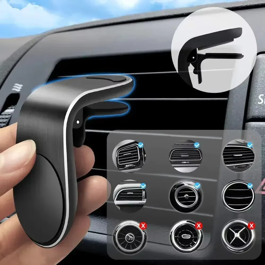 Magnetischer L-Typ Handyhalter für das Auto mit Luftauslass-Clip in Schwarz für iPhone, Huawei und Xiaomi - Bild 3