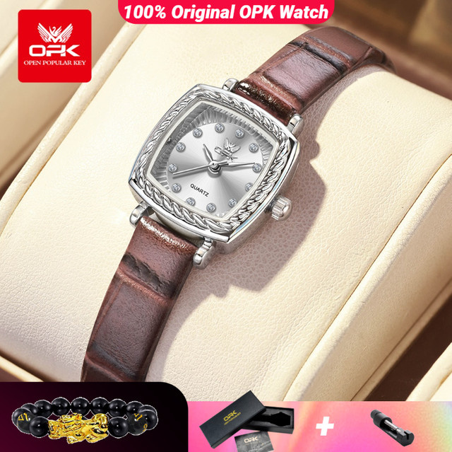 OLEVS Armbanduhr Quarz, Leder, Diamantbesetzt, Bronze, Damen - Bild 1