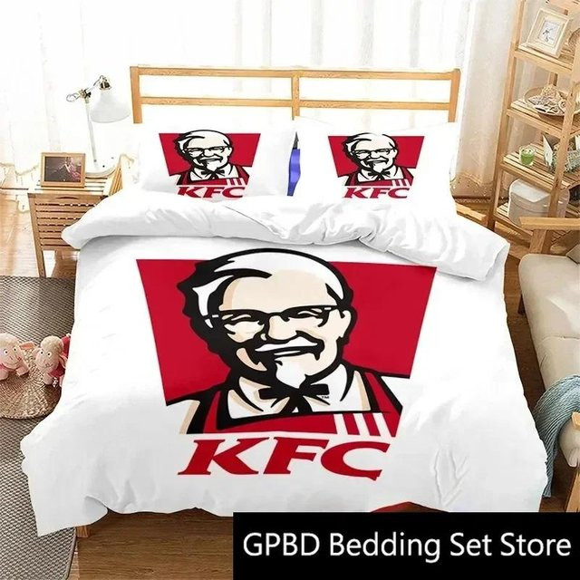 Bettwäsche Set mit KFC Logo Design von Lodestar, weiß, Material Mikrofaser Polyester, B/H: 140 x 210 cm - Bild 1