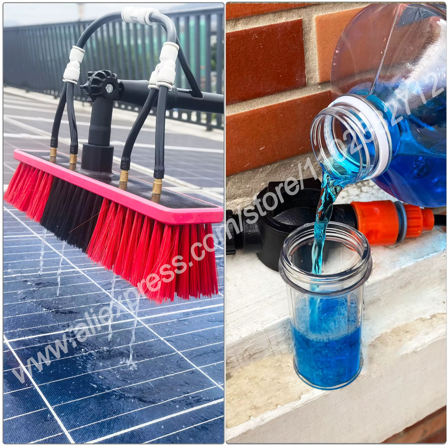 CNHOPOLE Wasserstangenbürste mit Teleskop-Verlängerungsstange und Abziehkit für Fensterreinigung und Solarpanel-Wäsche inklusive Mikrofasertuch - Bild 3