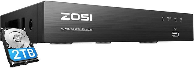 ZOSI 4K HD PoE NVR-System 8CH H.265+ Videoüberwachungs-Netzwerkrekorder mit Humanoid-Erkennung in Schwarz - Bild 1