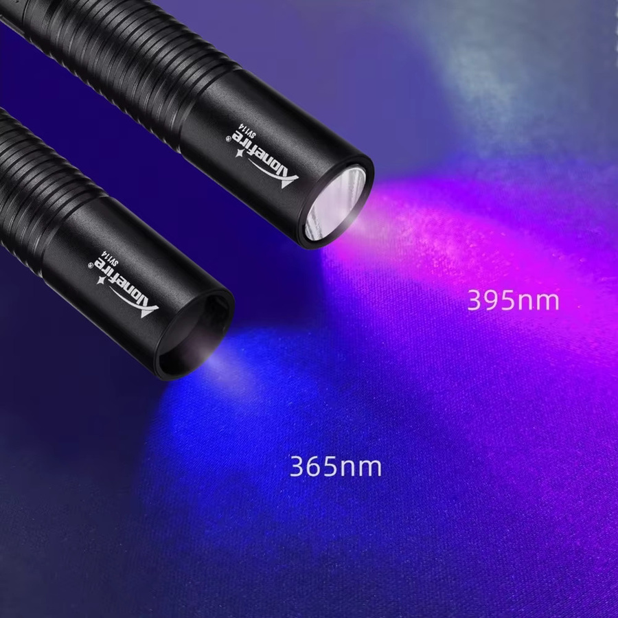 Alonefire UV Taschenlampe USB aufladbar Mini UV Nagel Lampe zur Erkennung von Haustierurin und Markierungen 395/365nm - Bild 2