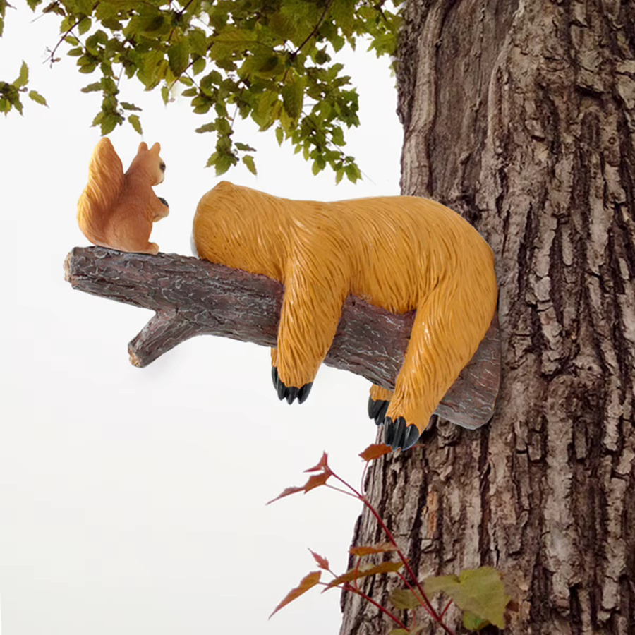 Deko-Figuren Eichhörnchen und Faultiere in Braun aus Kunststoff für Garten, Rasen und Terrasse - Bild 2