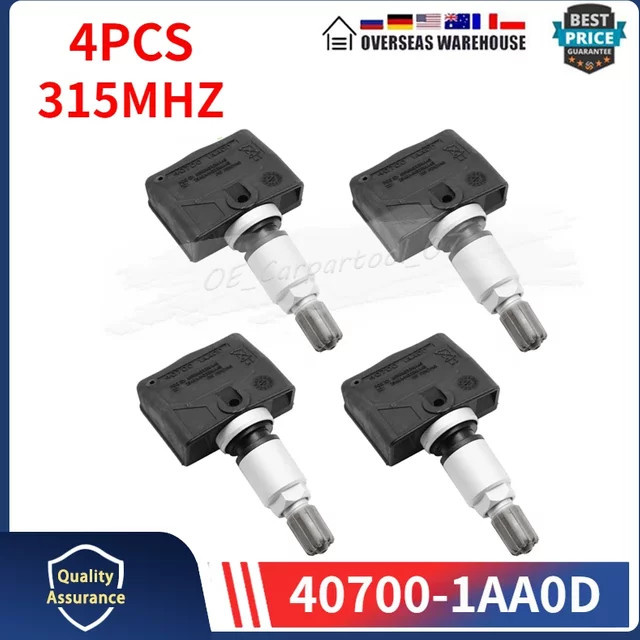 GANGLE Reifendruckkontrollsystem TPMS Set 4 Stück für Nissan Armada Murano Rogue in Schwarz - Bild 1