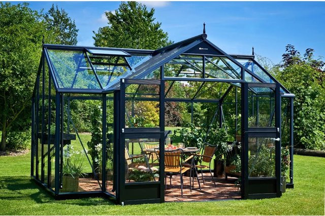 Juliana Gewächshaus Orangerie aus Aluminium und Sicherheitsglas in Schwarz-Anthrazit - Bild 1