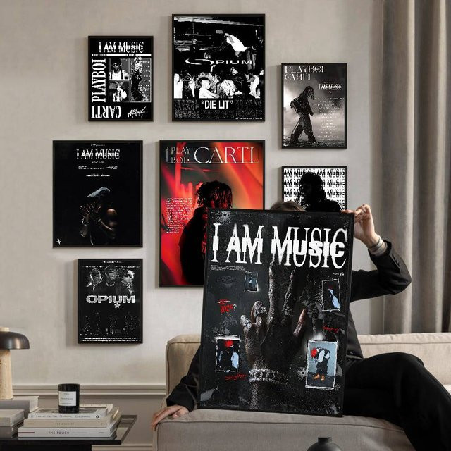 Wasserfester selbstklebender Kunstposter Aufkleber O-Opium Rap Playboi Carti in Schwarz - Bild 1