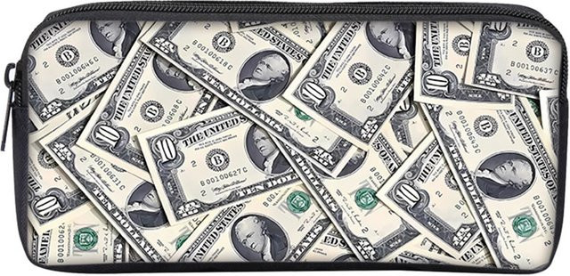 Einschichtiges Federmäppchen mit Dollar-Banknoten-Muster in Orange und Multicolour für Kinder - Bild 1