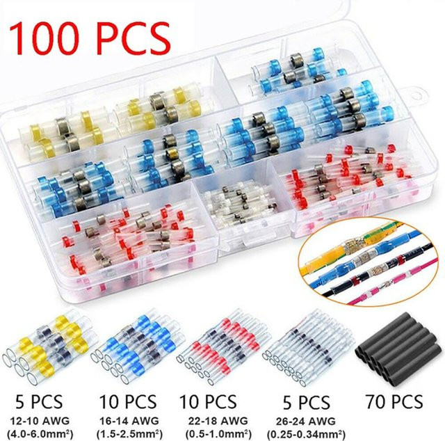 Yukimm Lötverbinder Set mit Schrumpfschlauch und Kabelanschlüssen in Multicolor, 800 Stück in Kunststoff mit Aufbewahrungsbox - Bild 1