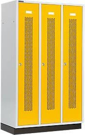 Schäfer Shop Select Kleiderspind mit 3 Abteilen, gelochte Streifen, Zylinderschloss und Sockel, Farbe: Rapsgelb, Breite: 40 cm - Bild 1