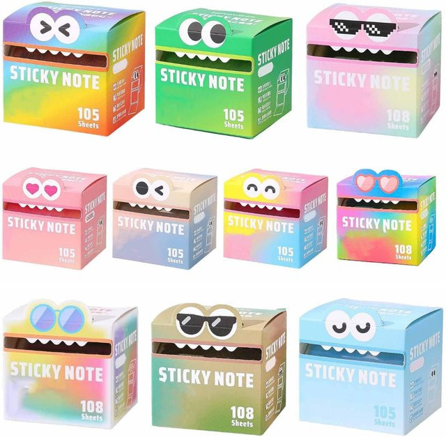 Selbstklebende Notizblockrolle mit Spender in Pastellfarben und Cartoon-Design, 108 Blatt, Mehrfarbig - Bild 1