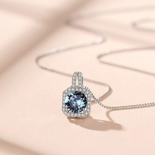 Halskette 925 Silber, Blue Square, Zirkonia, Damen - Bild 1