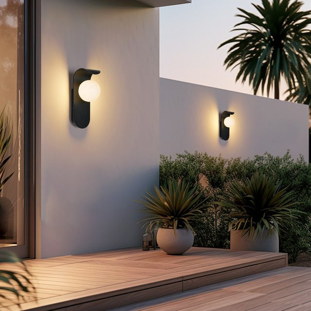 Creative Aisle Moderne LED-Wandleuchten mit Glaskugel in Schwarz oder Weiß für Flur, Treppen und Schlafzimmer - Bild 1