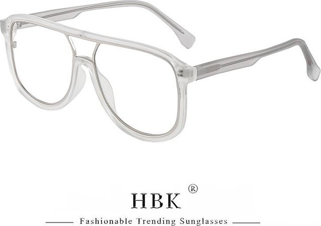 HBK Retro Korrektionsbrille, Unisex, Blaulichtfilter, Vollrand, Aviator, Metal, White, Transparent - Bild 1