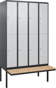 C+P Doppelstock-Spind Classic PLUS Sitzbank mit 4 Abteilen und Buche-Hartholz Sitzfläche, B/T/H: 212 x 120 x 81,5 cm - Bild 1