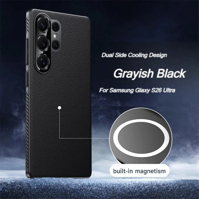 Luxuriöse Business-Handyhülle mit matter Ledertextur und Magnetverschluss für Samsung Galaxy S26 Ultra, S25 und S24 in Schwarz oder Rot mit Wärmeableitung und Schutzfunktion - Bild 1