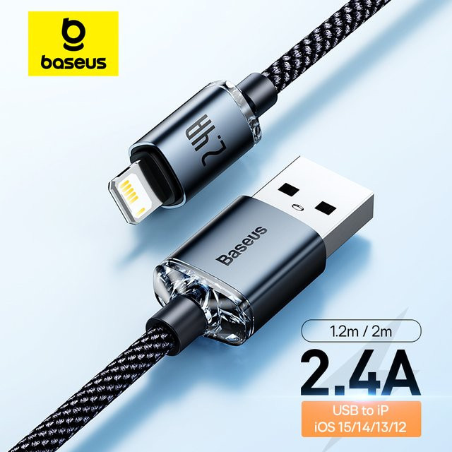 Baseus USB-A auf Lightning Kabel für iPhone und iPad zum schnellen Laden und Datentransfer in Schwarz oder Lila - Bild 1