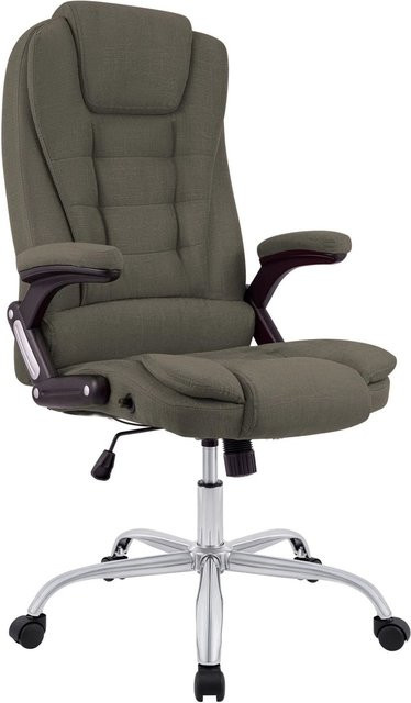 CLP Bürostuhl Thor ergonomisch, Drehstuhl mit Stoffbezug in Beige/Grau, 150 kg belastbar, höhenverstellbar 49-59 cm, modernes Design mit Chromgestell - Bild 1