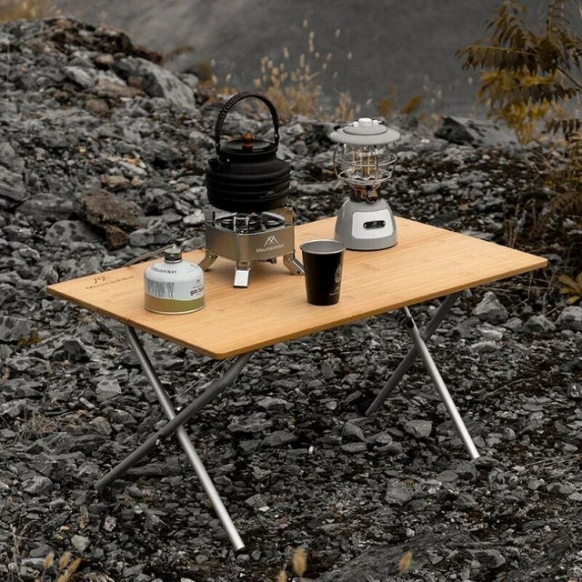 MOUNTAINHIKER Outdoor Camping Klapptisch aus Bambus als tragbarer Picknick- und BBQ-Tisch - Bild 1