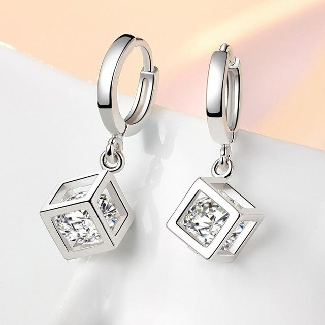 Ohrstecker 925 Silber, Kristall, Weiß, Damen - Bild 1
