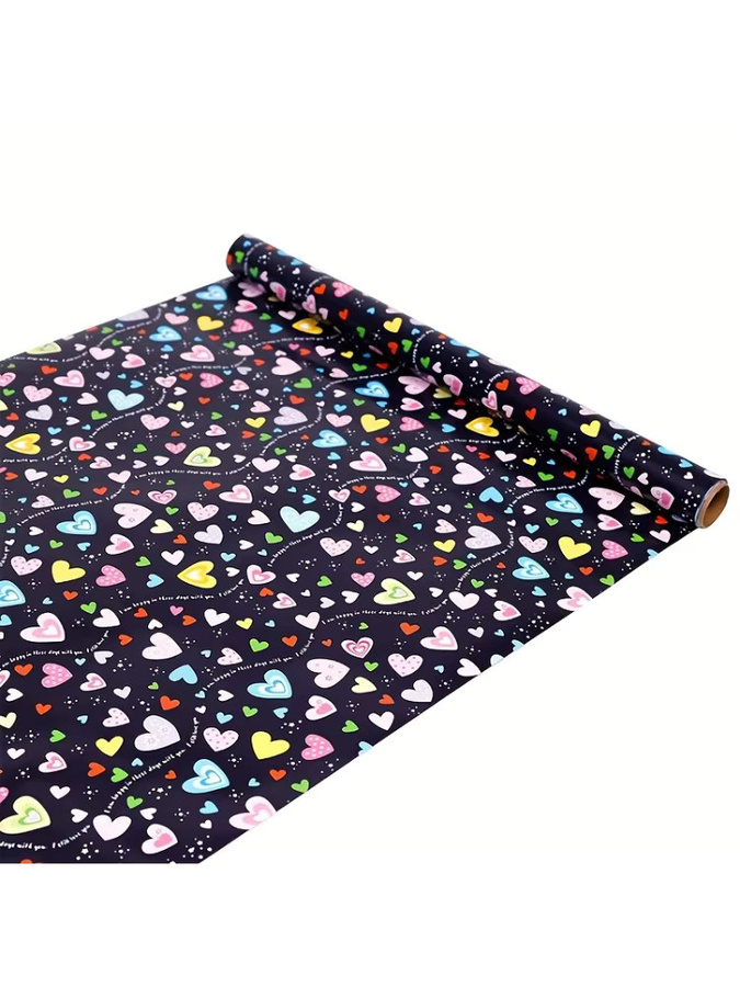 Geschenkpapier mit mehrfarbigem Herz für Valentinstag, Geburtstag, Hochzeit oder Jahrestag, Breite: 43,18 cm, Länge: 299,72 cm - Bild 5