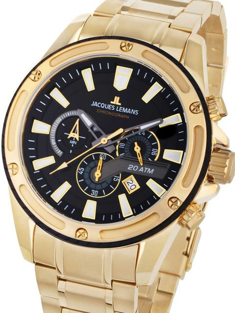 Jacques Lemans Chronograph, Quarz, Edelstahl, 48 mm, Herren, Schwarz, 20 ATM - Bild 1