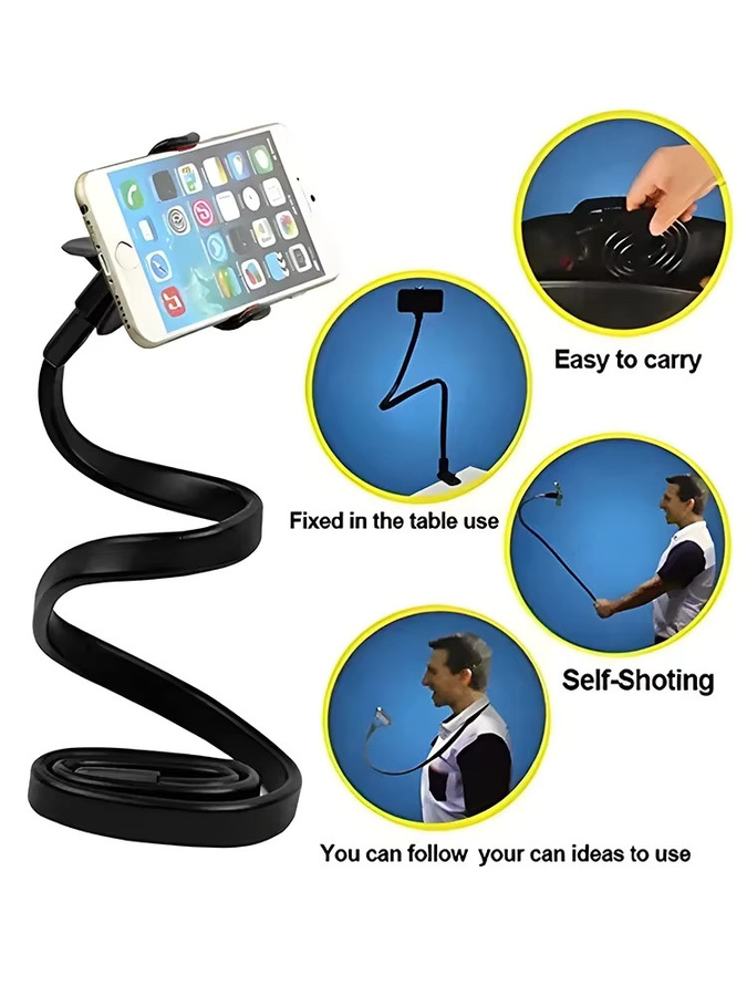 DATA FROG Universeller Flexibler Handyhalter mit Langem Arm und Clip für Bett, Schreibtisch, Büro und Fitnessraum in Schwarz oder Weiß - Bild 2