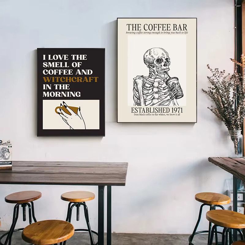 Potdemiel Nordic Halloween Leinwandmalerei mit Cartoon Schädel und Geist als abstrakte Retro Wandkunst für dein Wohnzimmer - Bild 3