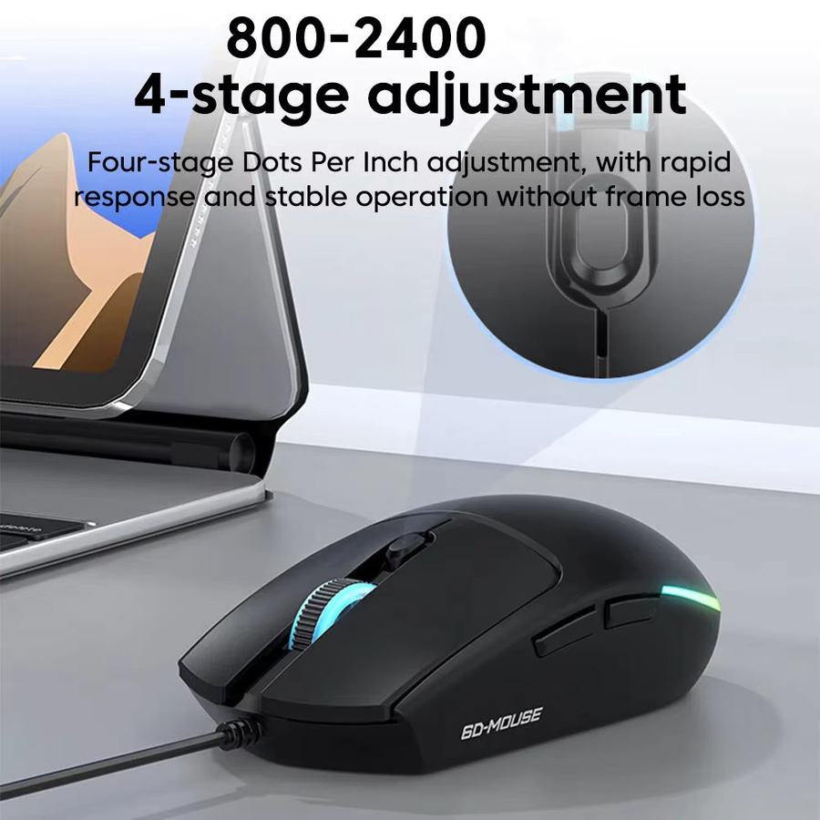 Elough M300 Kabellose Gaming Maus mit RGB-Beleuchtung und DPI-Anpassung für E-Sport, kompatibel mit PC und Mobilgeräten - Bild 3