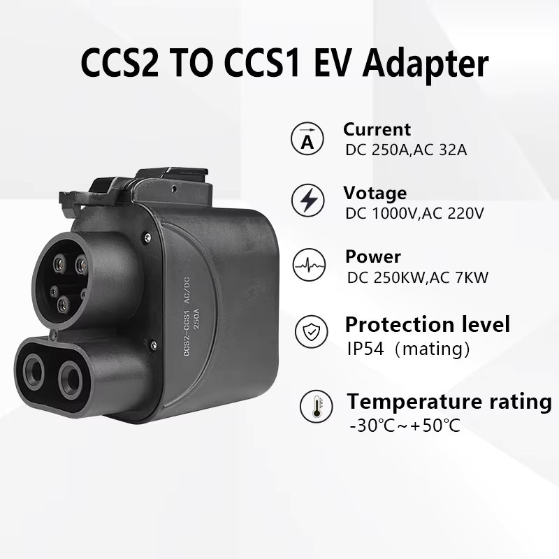 EVqiaoyi CCS2 auf CCS1 Adapter für AC/DC 250 kW Schnellladung in Schwarz - Bild 6